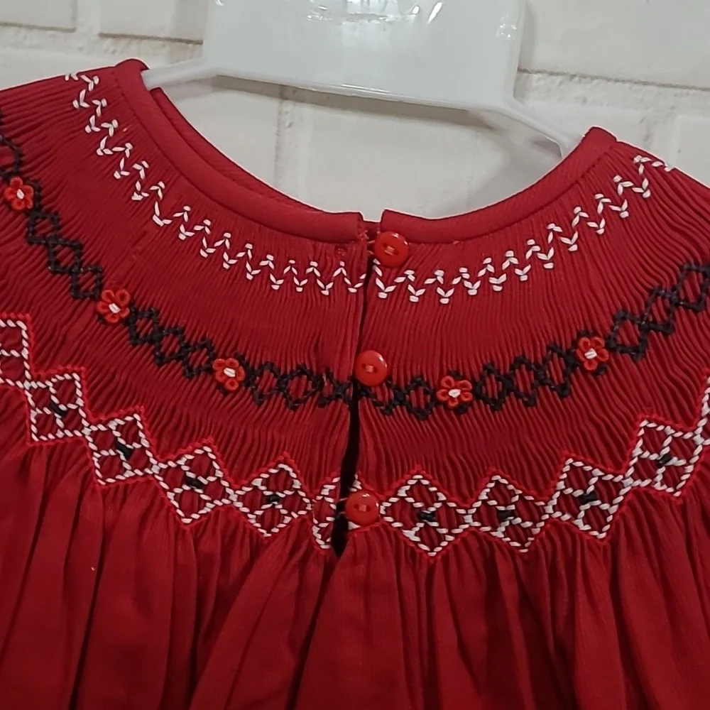 NWT Will ' Beth red smocked bishop style dress - Picture 3 of 4